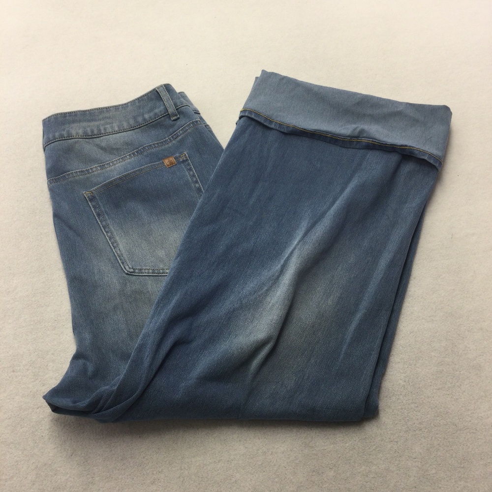 Halara Wide Leg Jeans Womens XL Blue Med Wash High Rise Stretch Relaxed 34x28